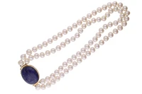 Collana di perle d'acqua dolce e pietra blu - Asta Preziosi