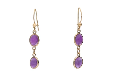 Paio di orecchini con ametiste - Asta Preziosi