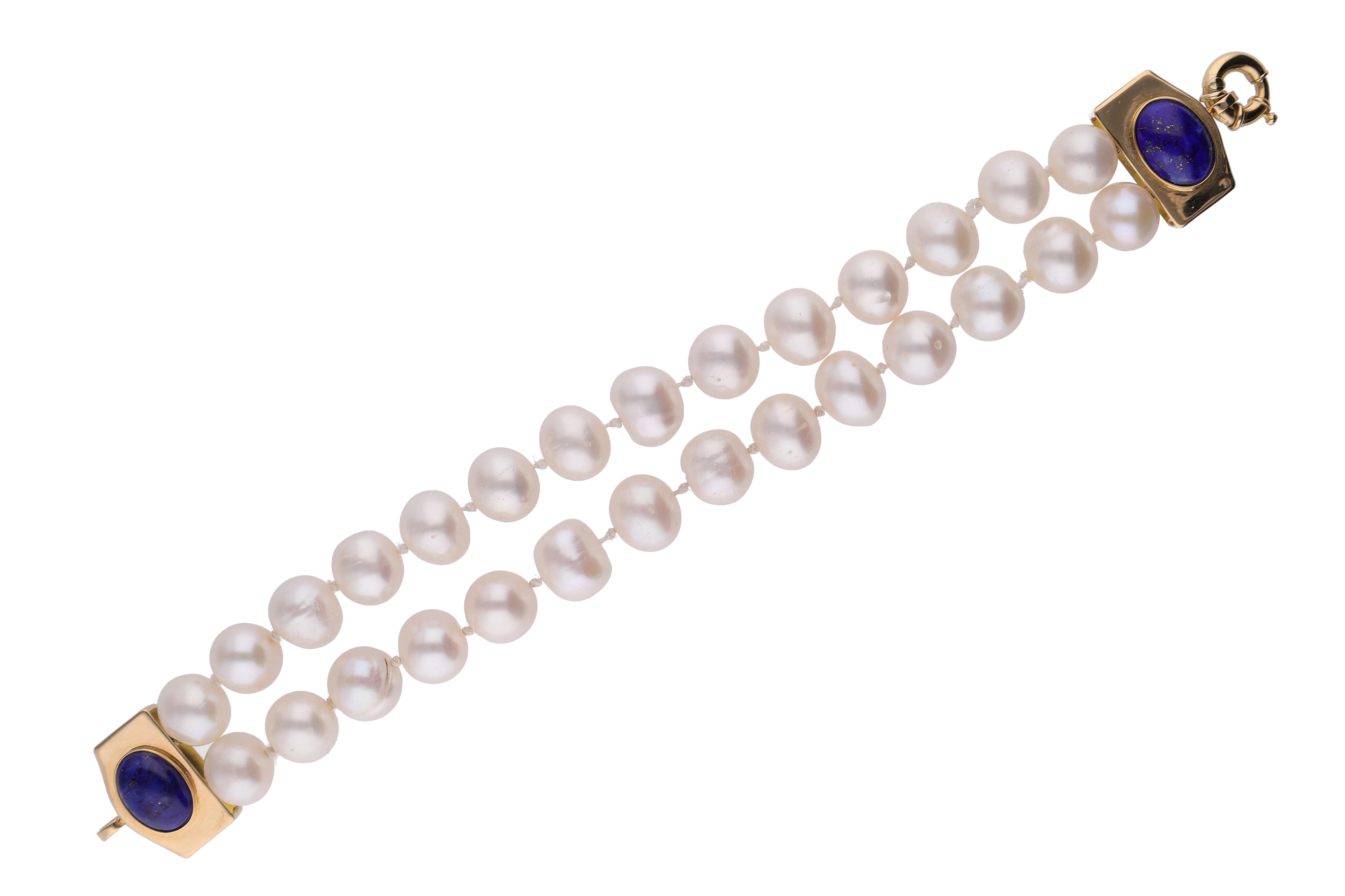 Bracciale con perle coltivate d'acqua dolce e lapislazzuli - Asta Preziosi