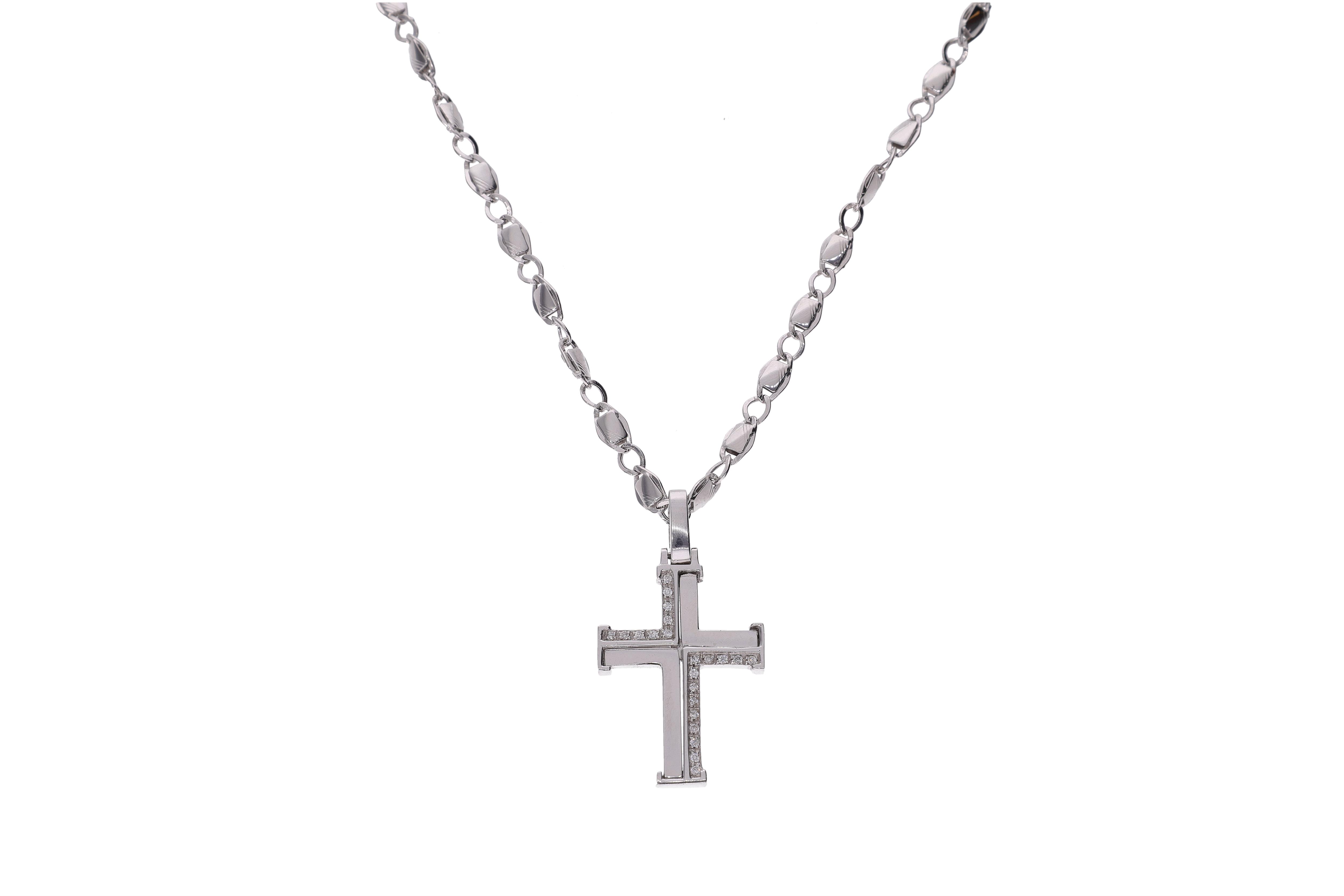 Collana e pendente a forma di croce con diamanti - Asta Preziosi