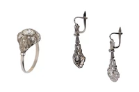 Anello e orecchini con diamanti - Asta Preziosi