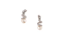 Paio di orecchini pendenti con diamanti e perle coltivate - Asta Preziosi