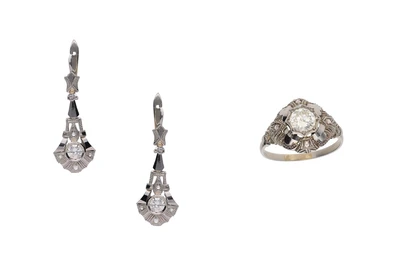 Anello e orecchini con diamanti - Asta Preziosi