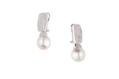 Orecchini con perle Mari del Sud e diamanti - Asta Preziosi