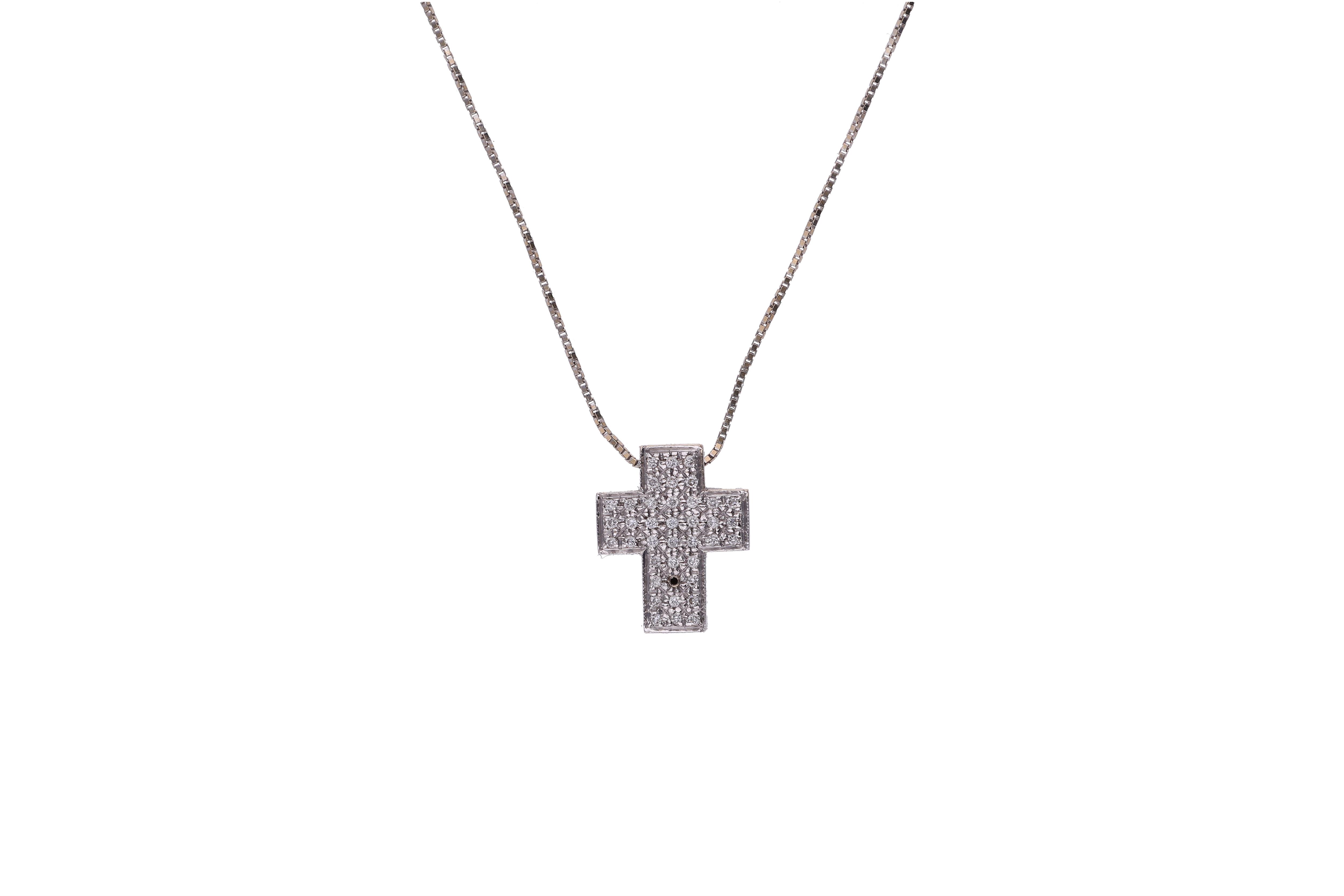 Collier e crocetta con diamanti - Asta Preziosi