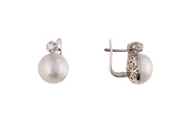 Orecchini con diamanti e perle mabe' - Asta Presiosi