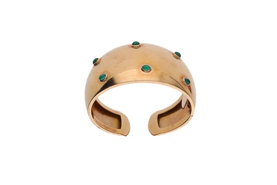 Bracciale a fascia rigido con calcedoni verdi - Asta Presiosi