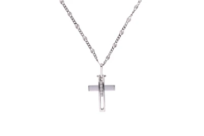 Collana e pendente a forma di croce con diamanti - Asta Presiosi