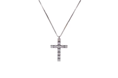Collana e pendente a forma di croce con diamanti - Asta Presiosi