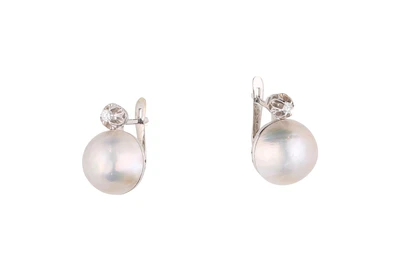 Orecchini con diamanti e perle mabe' - Asta Presiosi