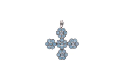 Pendente a forma di croce con pietre azzurre - Asta Presiosi