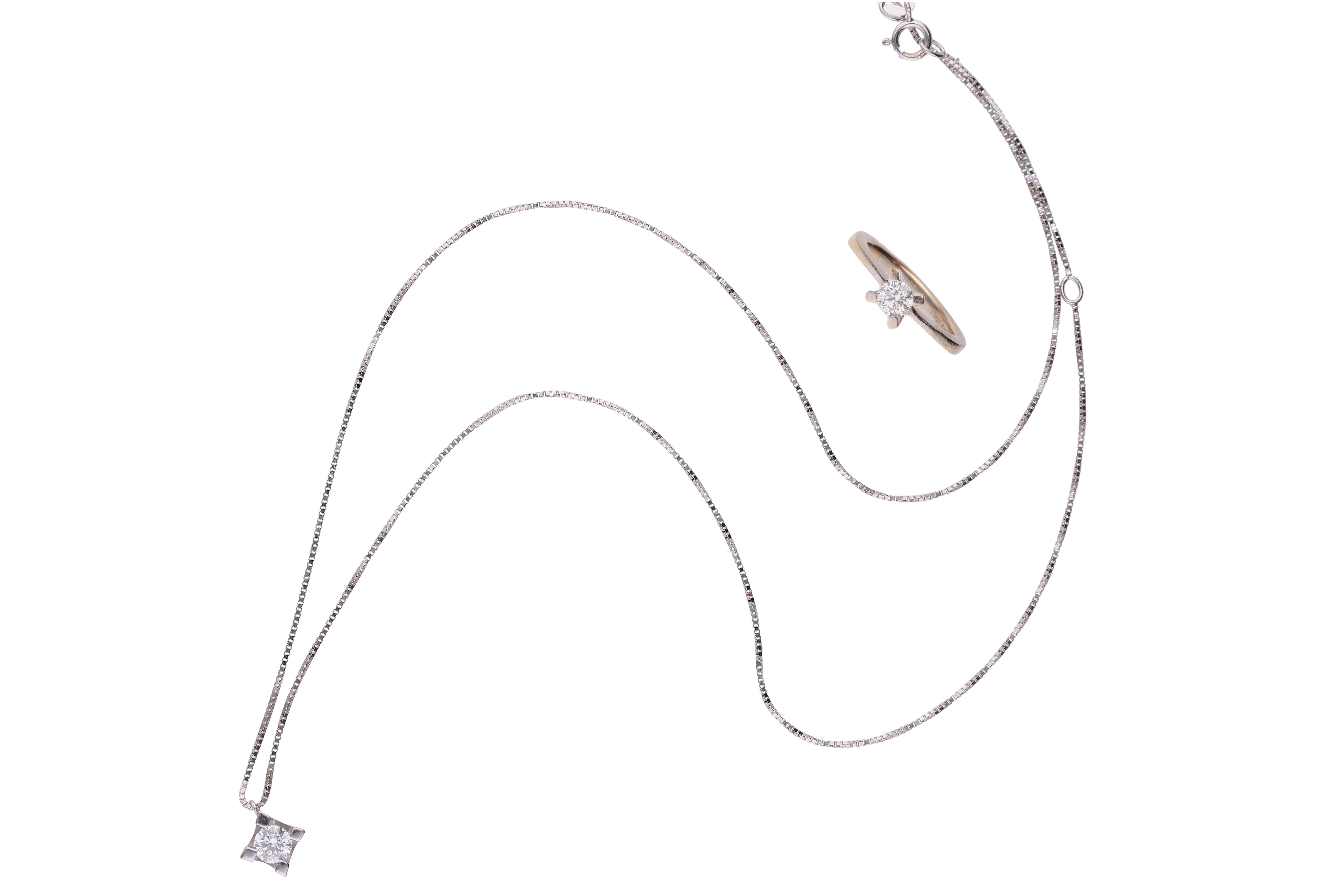 Anello e collier punto luce con diamanti - Asta Presiosi