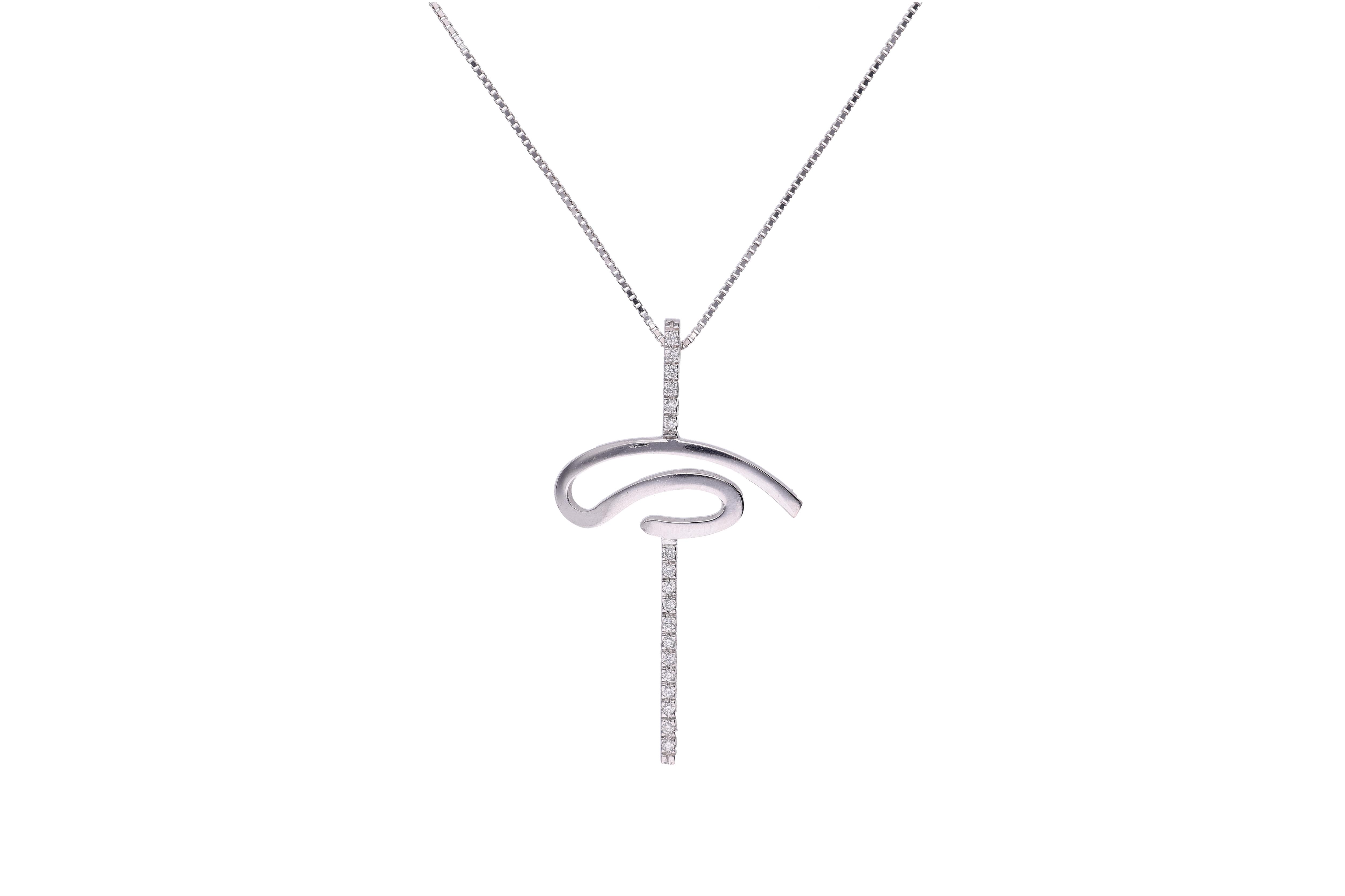 Collana e pendente a forma di croce con diamanti - Asta Presiosi