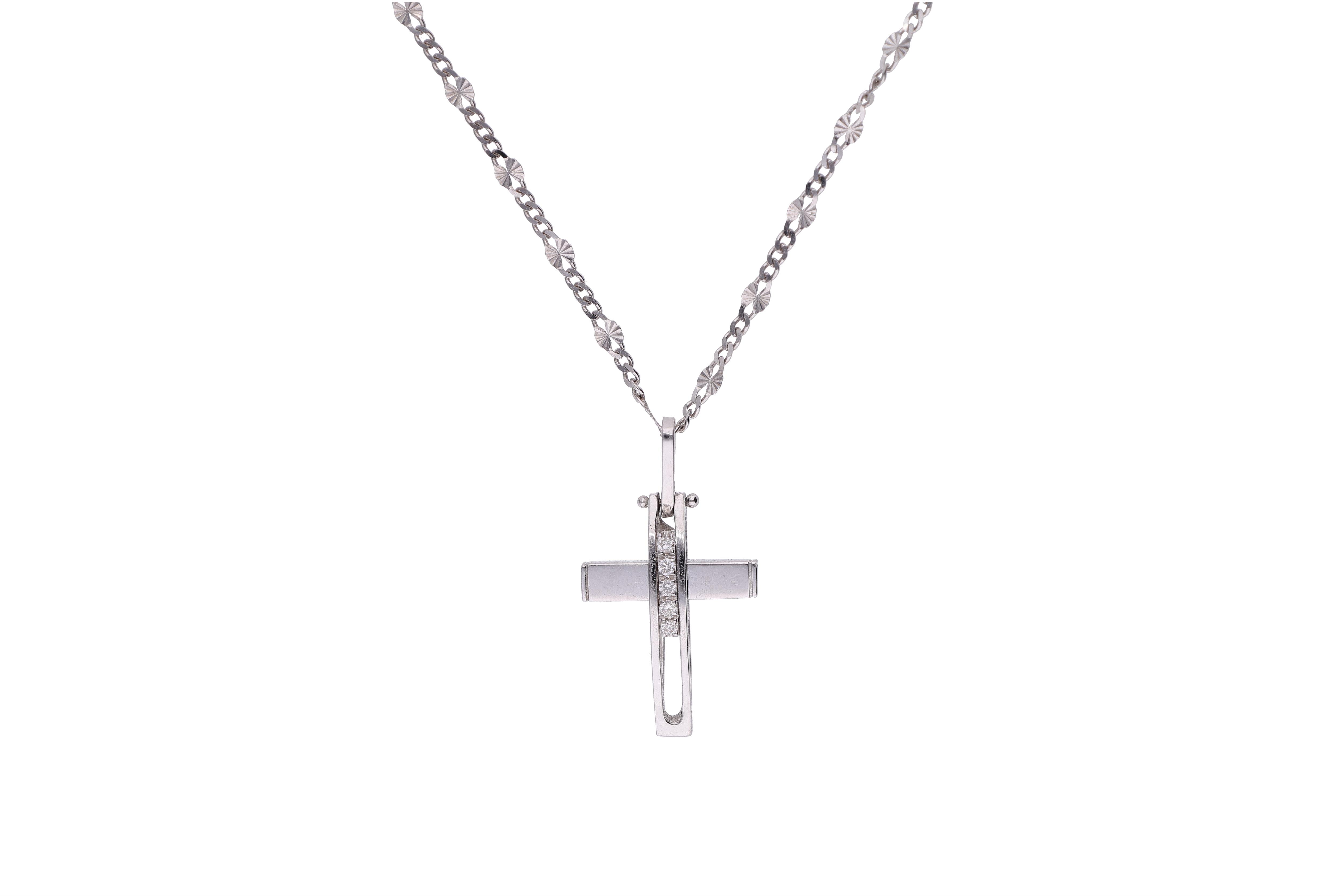 Collana e pendente a forma di croce con diamanti - Asta Presiosi