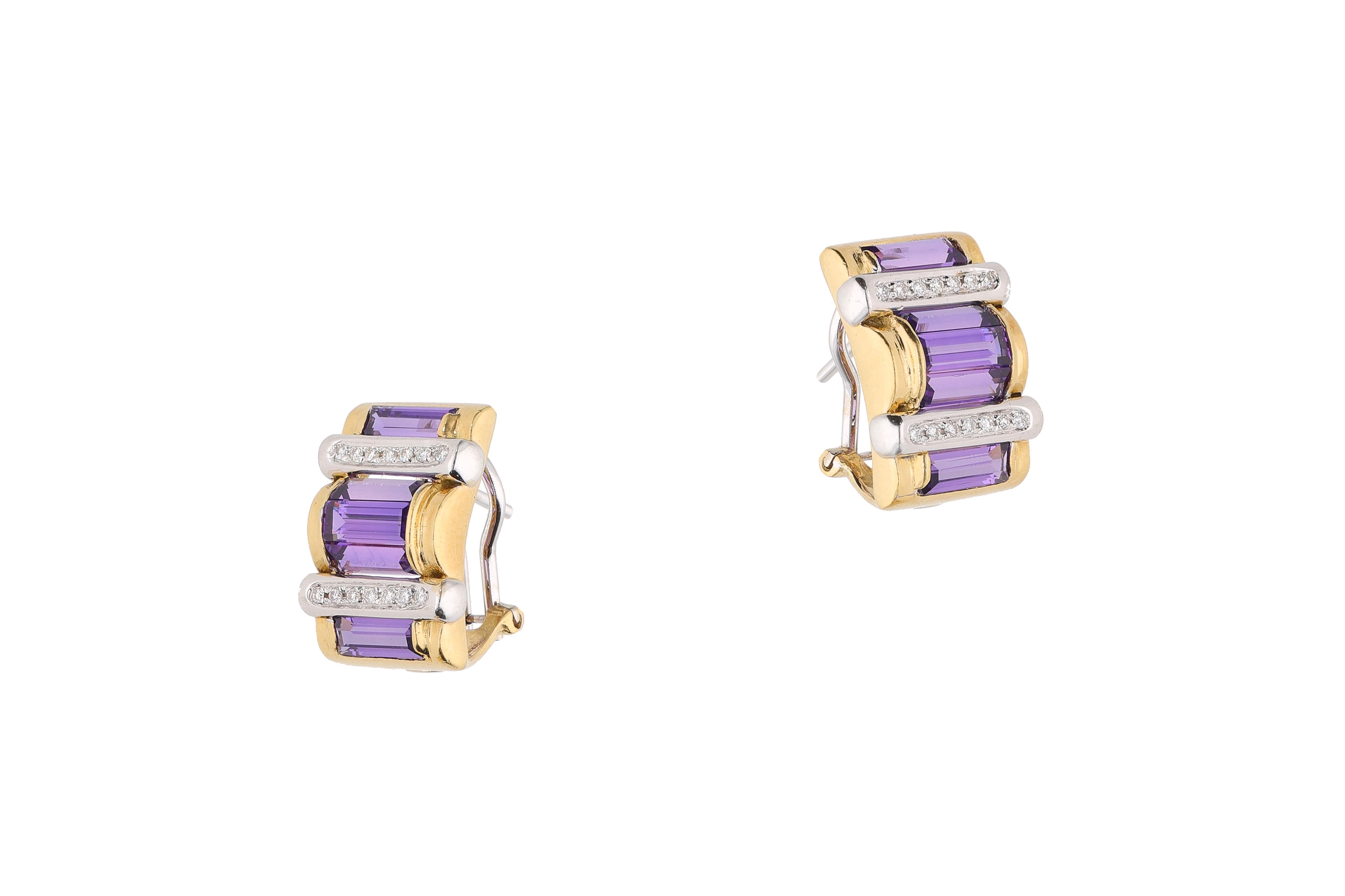 Orecchini con diamanti e pietre viola - Asta Presiosi