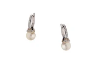 Paio di orecchini con diamanti e perle coltivate - Asta Preziosi