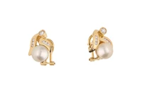 Paio di orecchini con diamanti e perle coltivate - Asta Preziosi