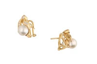 Paio di orecchini con diamanti e perle coltivate - Asta Preziosi