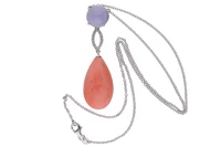 Collier con corallo, pietra di luna e diamanti - Asta Preziosi