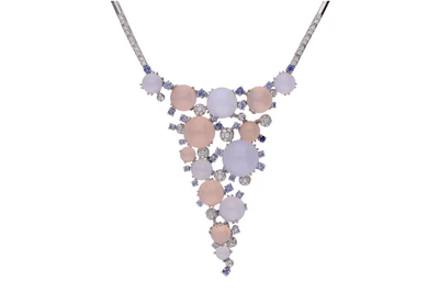 Collier con calcedoni, pietre di luna, pietre e diamanti - Asta Preziosi