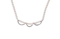 Collier di perle coltivate con centrale impreziosito da diamanti - Asta Preziosi