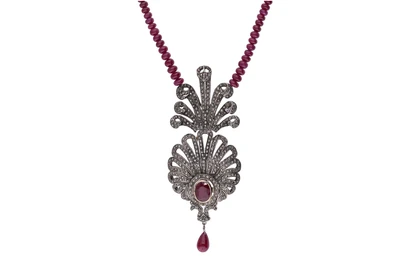 Collier con rubini, pietre e diamanti - Asta Preziosi Collier con rubini, pietre e diamanti - Asta Preziosi