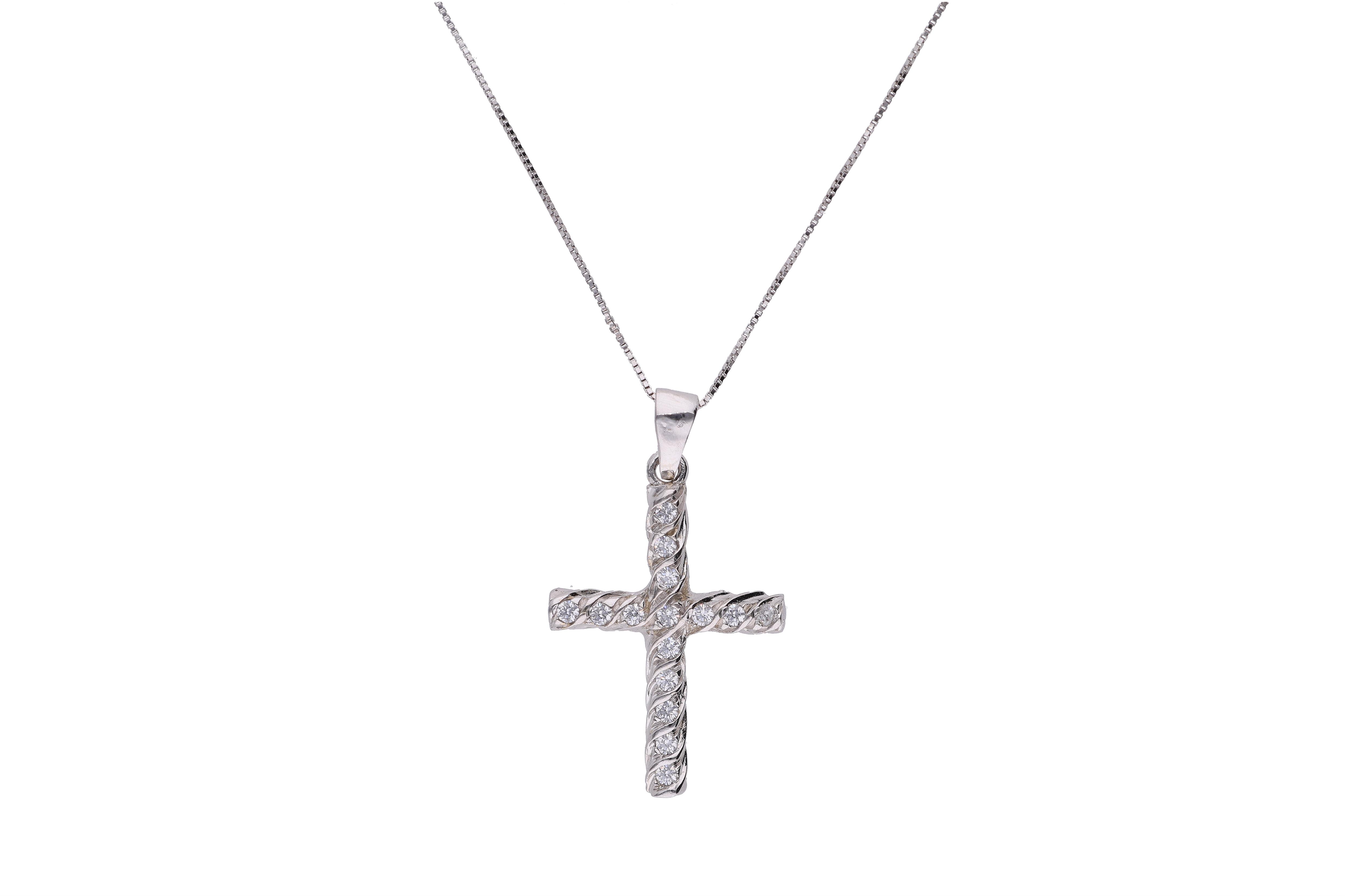 Collana con ciondolo a forma di croce con pietre incolori - Asta Preziosi