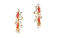 Orecchini con coralli perle, coltivate e pietre - Asta Preziosi