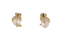 Paio di orecchini con diamanti e perle coltivate - Asta Preziosi