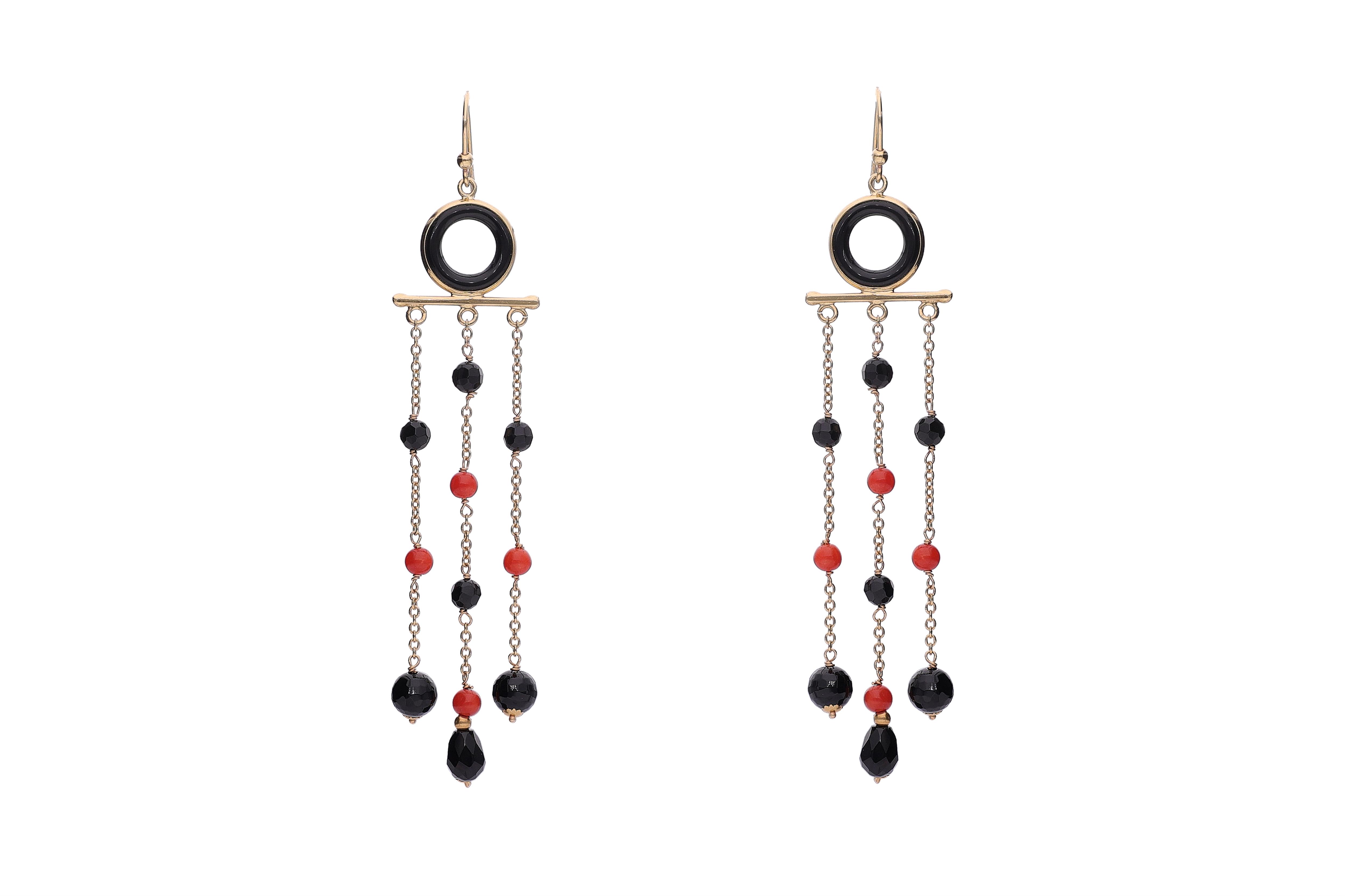 Orecchini con corallo e onice - Asta Preziosi