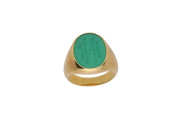 Anello con calcedonio verde - Asta Preziosi