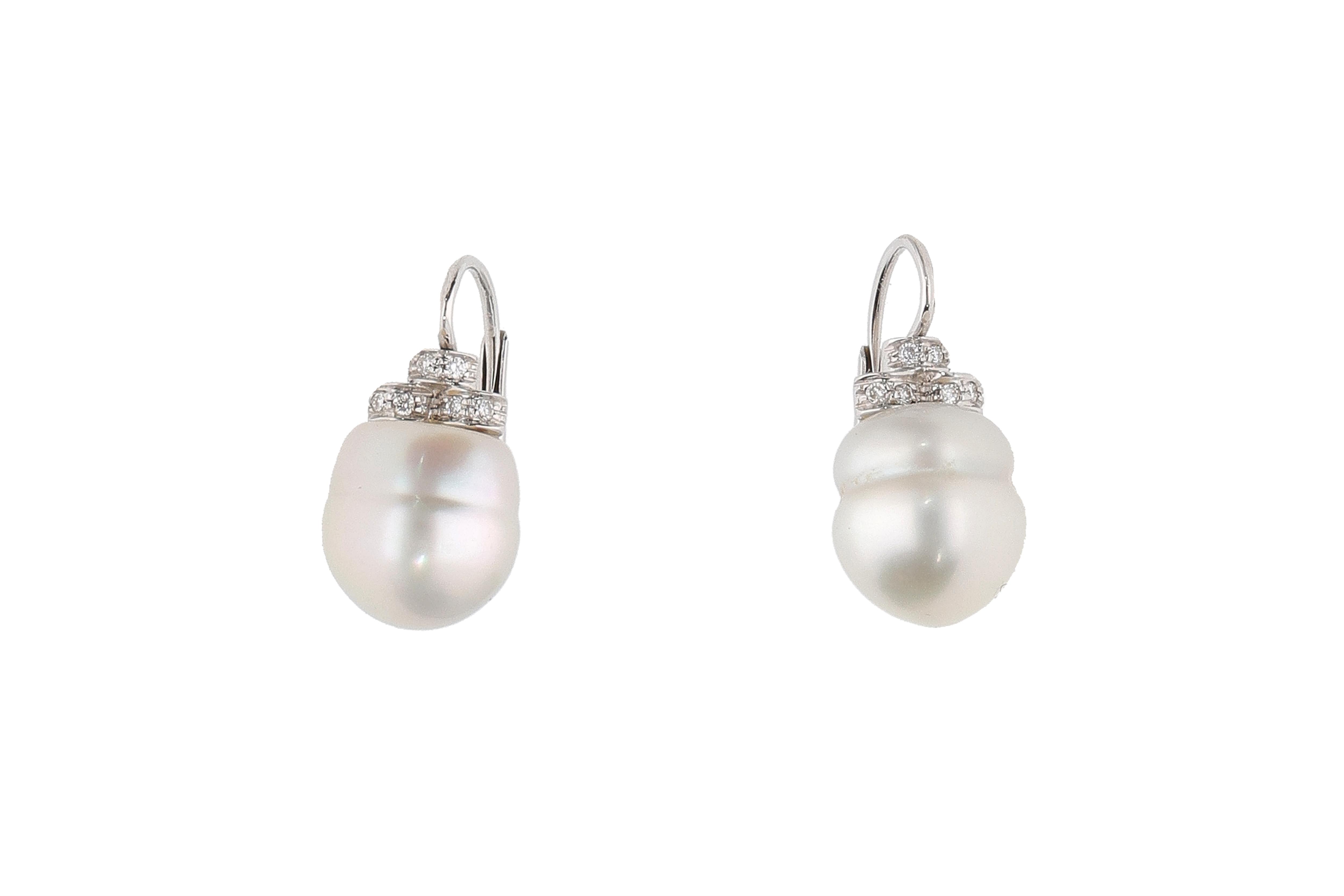 Paio orecchini con diamanti e perle coltivate - Asta Preziosi