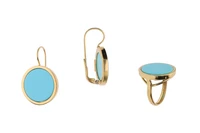 Anello e paio di orecchini con pietre celesti - Asta Preziosi