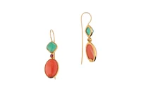 Paio di orecchini a spillone con coralli, calcedoni e rubini - Asta Preziosi Paio di orecchini a spillone con coralli, calcedoni e rubini - Asta Preziosi