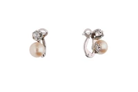 Paio di orecchini con perle coltivate e diamanti - Asta Preziosi Paio di orecchini con perle coltivate e diamanti - Asta Preziosi