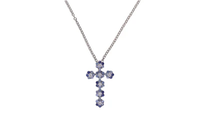 Collana con croce di diamanti e pietre blu - Asta Preziosi
