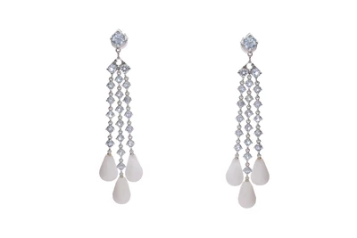 Orecchini con topazi azzurri e pietre - Asta Preziosi