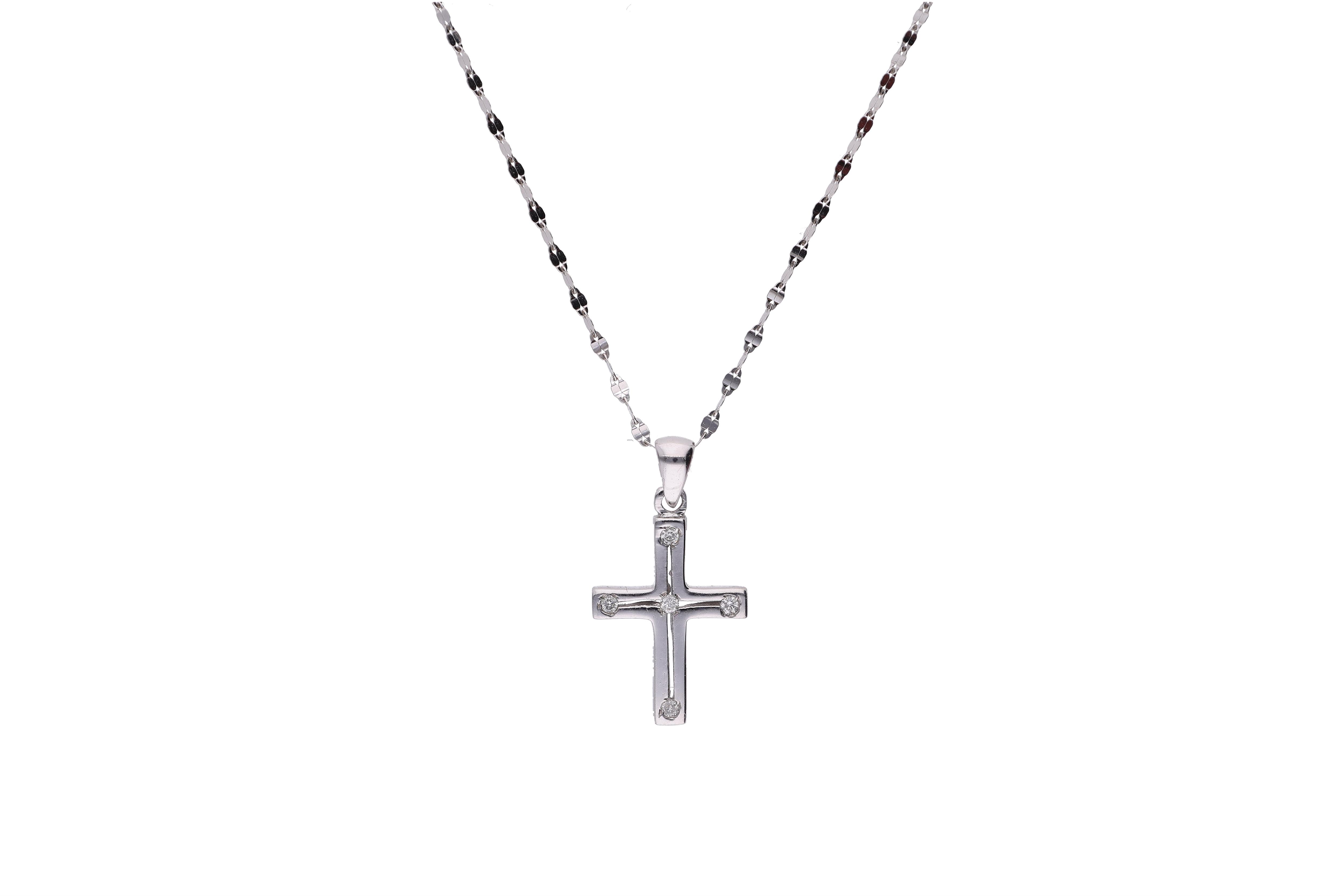 Collana e crocetta con diamanti - Asta Preziosi