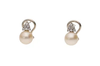 Paio di orecchini con diamanti e perle coltivate - Asta Preziosi