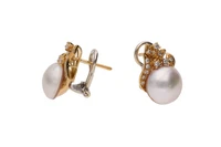 Paio di orecchini con diamanti e perle mabe' - Asta Preziosi