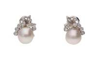 Paio di orecchini con perle coltivate e diamanti - Asta Preziosi Paio di orecchini con perle coltivate e diamanti - Asta Preziosi