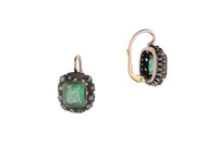 Paio di orecchini in stile antico con smeraldi e diamanti - Asta Preziosi Paio di orecchini in stile antico con smeraldi e diamanti - Asta Preziosi