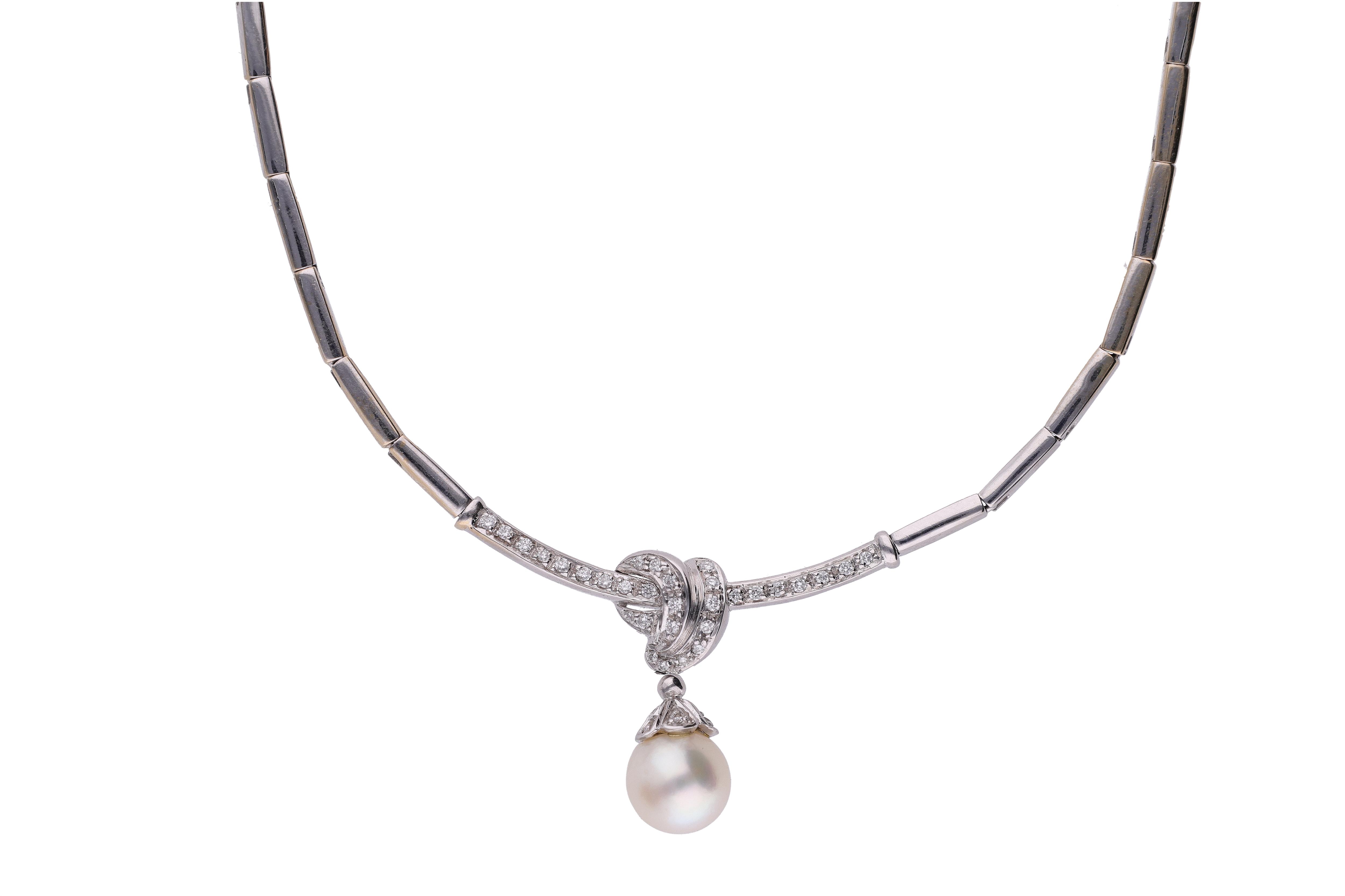 Collier con diamanti e perla coltivata - Asta Preziosi