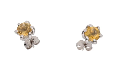 Paio di orecchini con quarzo citrino - Asta Preziosi