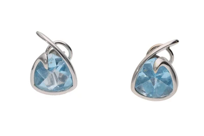 Paio di orecchini con topazi azzurri - Asta Preziosi