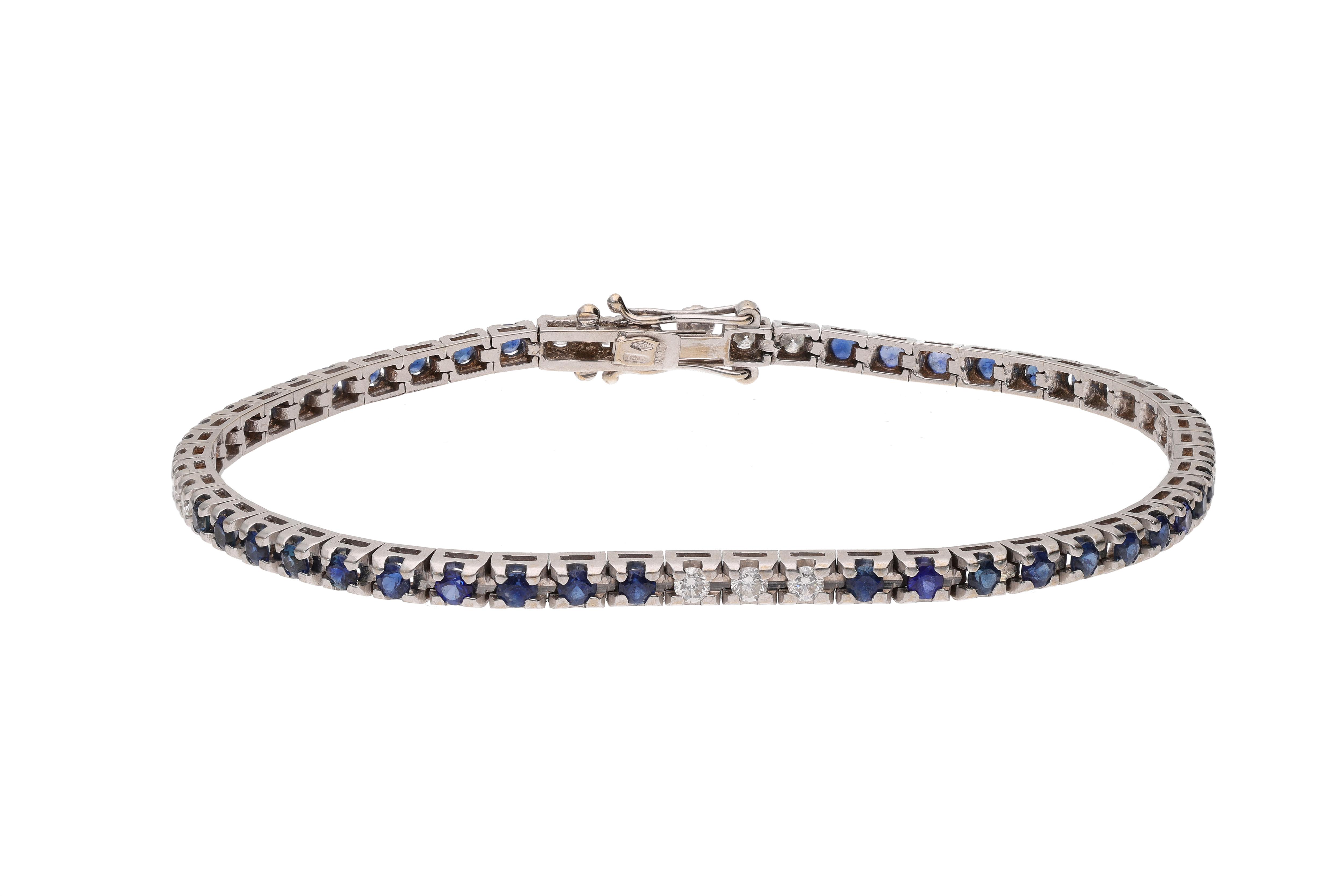 Bracciale tennis con diamanti, zaffiri e pietre - Asta Preziosi