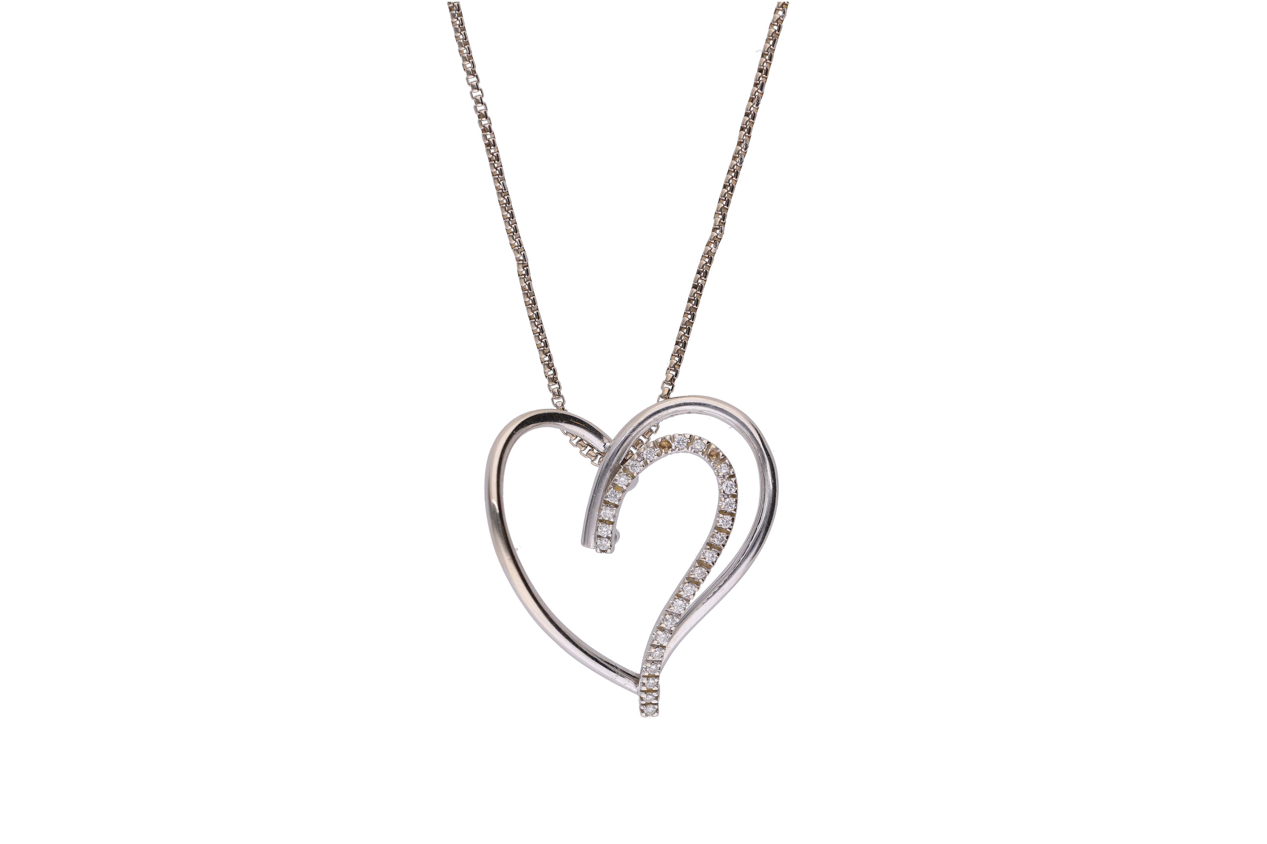 Collana e ciondolo a cuore con diamanti - Asta Preziosi