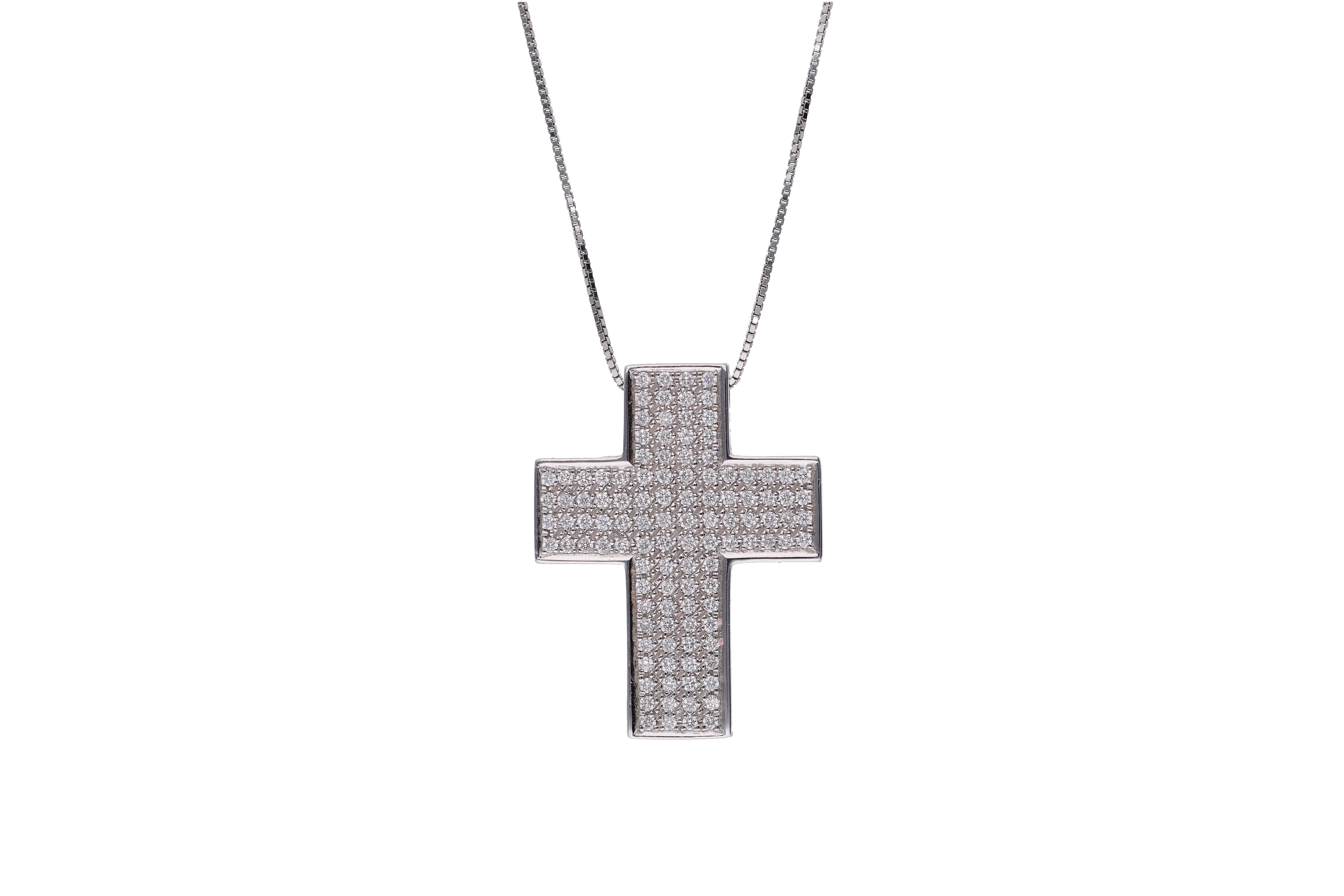 Collana e crocetta con pave' di diamanti - Asta Preziosi