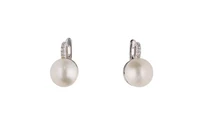 Paio di orecchini con perle coltivate e pietre incolore - Asta Preziosi Paio di orecchini con perle coltivate e pietre incolore - Asta Preziosi