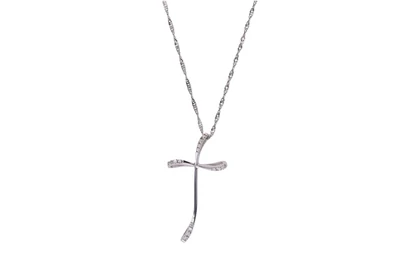 Collana e croce con pietre incolore - Asta Preziosi